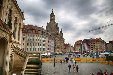 Image showing DRESDEN, GERMANY – AUGUST 13, 2016: People walk on Neumarkt Sq