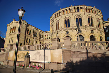 Image showing OSLO, NORWAY – AUGUST 17, 2016: Norwegian parliament designed 