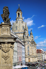 Image showing DRESDEN, GERMANY – AUGUST 13, 2016: People walk on Neumarkt Sq