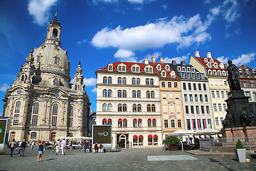 Image showing DRESDEN, GERMANY – AUGUST 13, 2016: People walk on Neumarkt Sq