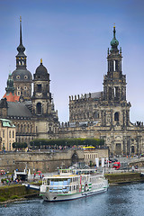 Image showing DRESDEN, GERMANY – AUGUST 13, 2016: Tourists walk and majestic