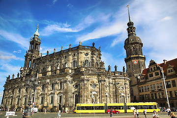 Image showing DRESDEN, GERMANY – AUGUST 13, 2016: Tourists walk on Theaterpl