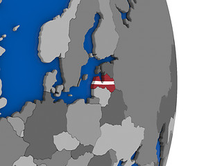 Image showing Latvia on globe with flag