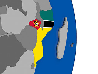 Image showing Mozambique on globe with flag