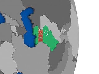 Image showing Turkmenistan on globe with flag