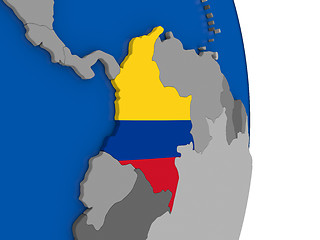 Image showing Colombia on globe with flag