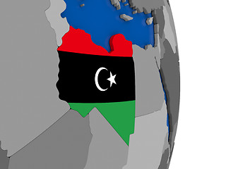 Image showing Libya on globe with flag