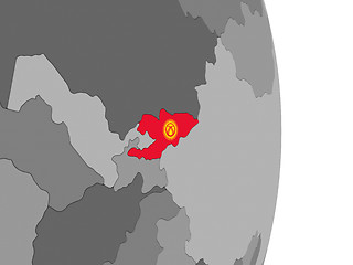 Image showing Kyrgyzstan on globe with flag