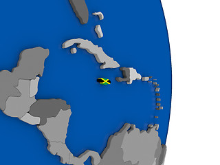 Image showing Jamaica on globe with flag