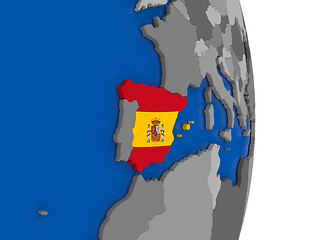 Image showing Spain on globe with flag