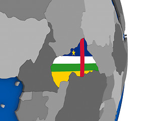 Image showing Central Africa on globe with flag