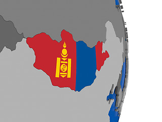 Image showing Mongolia on globe with flag