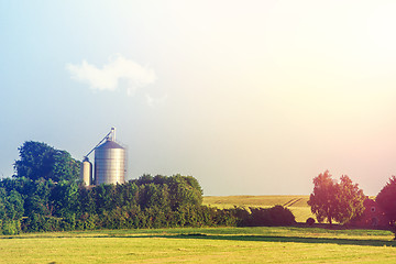 Image showing Silo facility on a countryside field