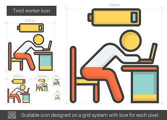 Image showing Tired worker line icon.