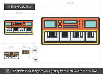 Image showing Midi keyboard line icon.