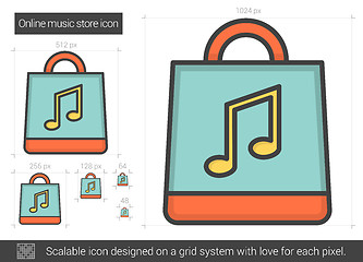 Image showing Online music store line icon.