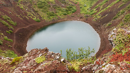 Image showing Kerid is a crater lake of a turquoise color - Iceland