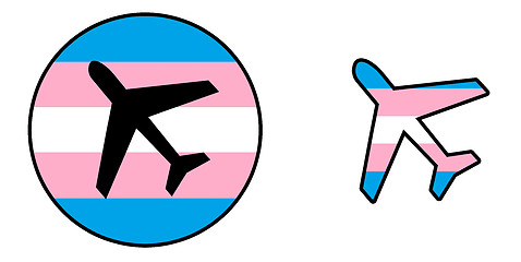 Image showing Airplane isolated on white - Trans pride flag