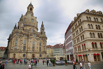 Image showing DRESDEN, GERMANY – AUGUST 13, 2016: People walk on Neumarkt Sq