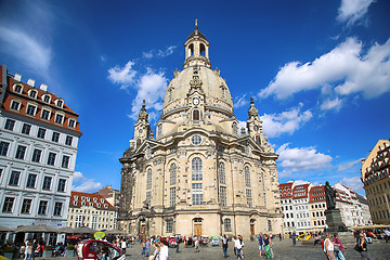 Image showing DRESDEN, GERMANY – AUGUST 13, 2016: People walk on Neumarkt Sq