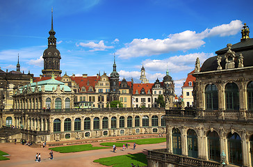 Image showing DRESDEN, GERMANY – AUGUST 13, 2016: Tourists walk and visit Dr