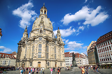 Image showing DRESDEN, GERMANY – AUGUST 13, 2016: People walk on Neumarkt Sq