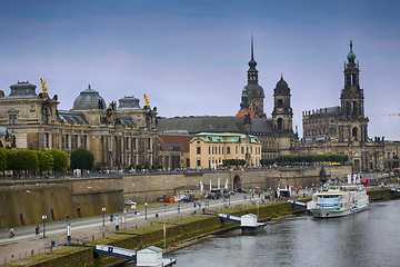 Image showing DRESDEN, GERMANY – AUGUST 13, 2016: Tourists walk and majestic