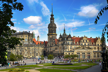 Image showing DRESDEN, GERMANY – AUGUST 13, 2016: Tourists walk on Theaterpl