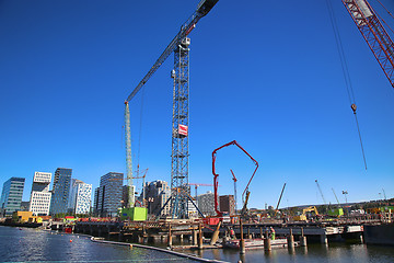 Image showing OSLO, NORWAY – AUGUST 17, 2016: A construction site of Bjorvik