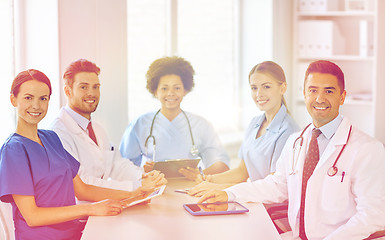 Image showing group of happy doctors meeting at hospital office