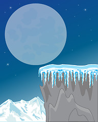 Image showing Night in mountain in winter