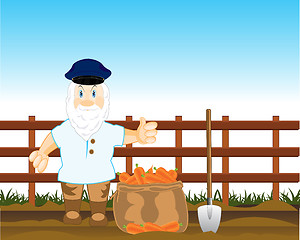 Image showing Peasant digs carrot