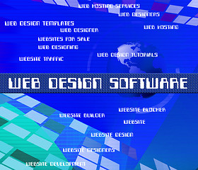 Image showing Web Design Software Represents Programming Words And Network