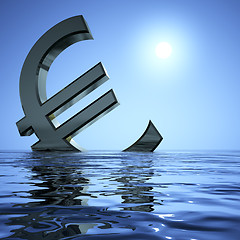 Image showing Euro Sinking In The Sea Showing Depression Recession And Economi