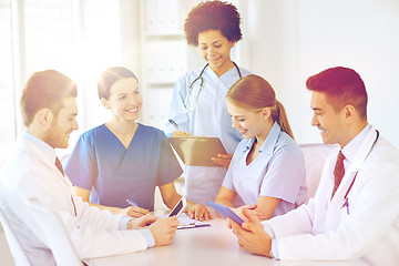 Image showing group of happy doctors meeting at hospital office