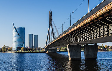Image showing Riga, Bridge across the river Daugava
