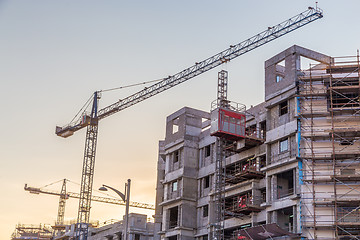 Image showing Modern building constraction site works.