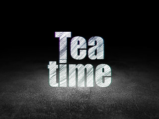 Image showing Time concept: Tea Time in grunge dark room