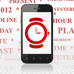 Image showing Time concept: Smartphone with Watch on display