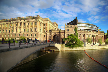 Image showing STOCKHOLM, SWEDEN - AUGUST 19, 2016: People walk and visit on No