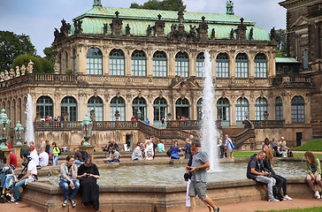 Image showing DRESDEN, GERMANY – AUGUST 13, 2016: Tourists walk and visit Dr