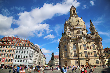 Image showing DRESDEN, GERMANY – AUGUST 13, 2016: People walk on Neumarkt Sq