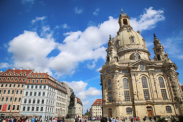 Image showing DRESDEN, GERMANY – AUGUST 13, 2016: People walk on Neumarkt Sq