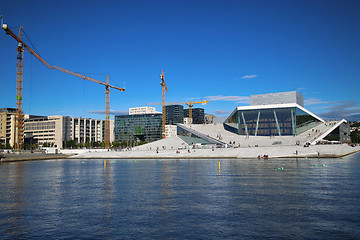 Image showing OSLO, NORWAY – AUGUST 17, 2016: Tourist on the Oslo Opera Hous