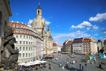 Image showing DRESDEN, GERMANY – AUGUST 13, 2016: People walk on Neumarkt Sq