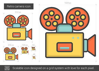 Image showing Retro camera line icon.