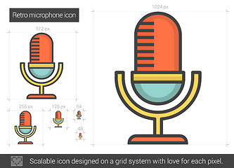 Image showing Retro microphone line icon.