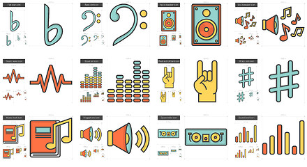 Image showing Music line icon set.