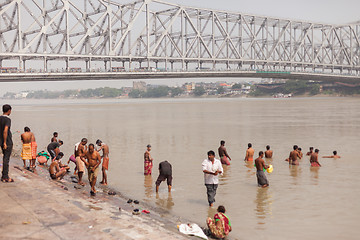 Image showing Bathing in the Hooghly River