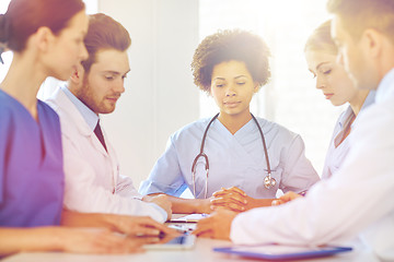 Image showing group of happy doctors meeting at hospital office